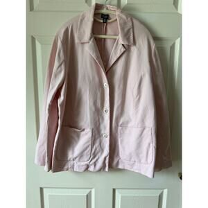 Eileen Fisher Woman Textured Pink Cotton Blend Blazer Size 1X‎